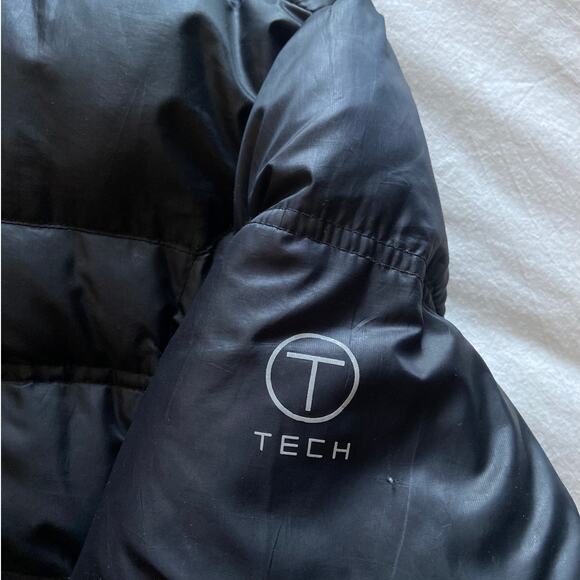 T Tech By Tumi Feather Down Puffer Jacket Coat Zip Up Outdoor Black Mens Medium - Picture 8 of 11